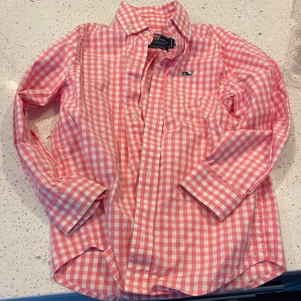 Vineyard Vines Pink Check Shirt 3T